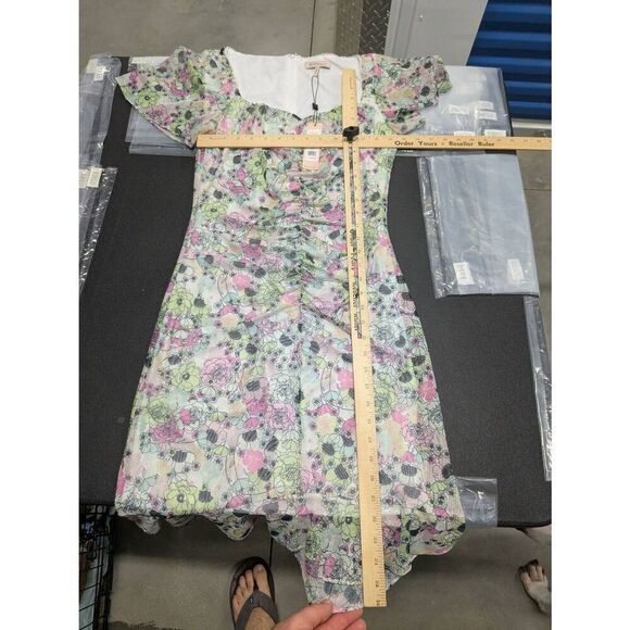 Bcbgeneration Ruched Mesh Mini Dress Garden 10 - Picture 8 of 8